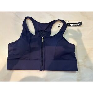 NWT Cordaw Sports‎ bra navy zipper front closure Medium support